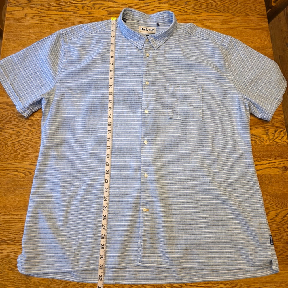 Barbour Men's 2XL Blue Striped Short Sleeve Button Down Shirt Regular Fit - Picture 5 of 16